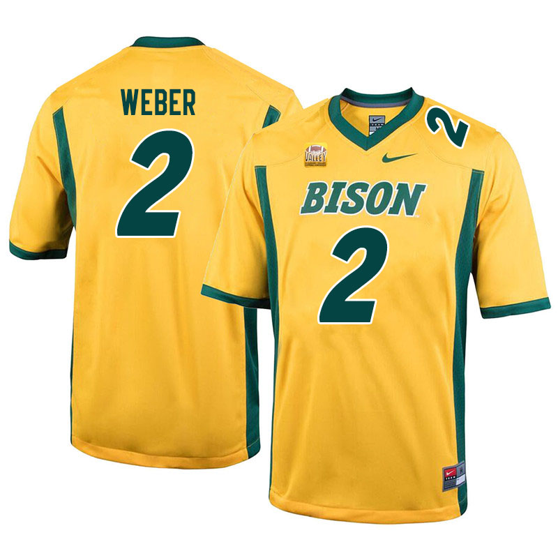Men #2 Dawson Weber North Dakota State Bison College Football Jerseys Sale-Yellow